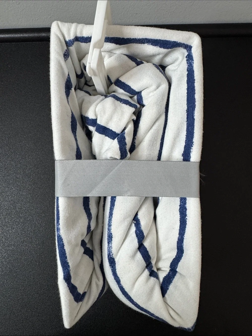 cloud island White and Navy Vertical Stripe Crib Fitted Sheet New